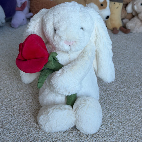Medium Cream bunny with Rose