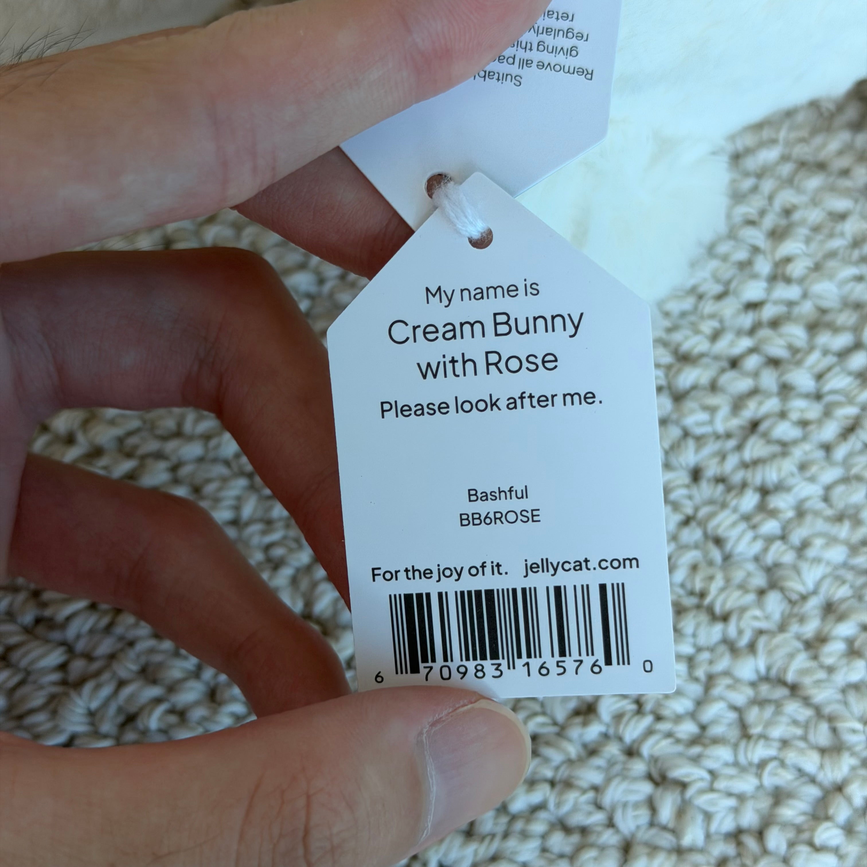 Medium Cream bunny with Rose